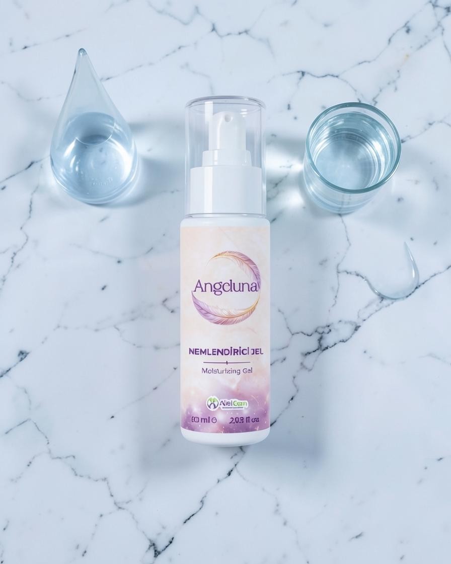 ALELGEN Angeluna nemlendirici jel, hyalüronik asit içerikli, 60 ml pompalı şişede günlük cilt bakım ürünü.